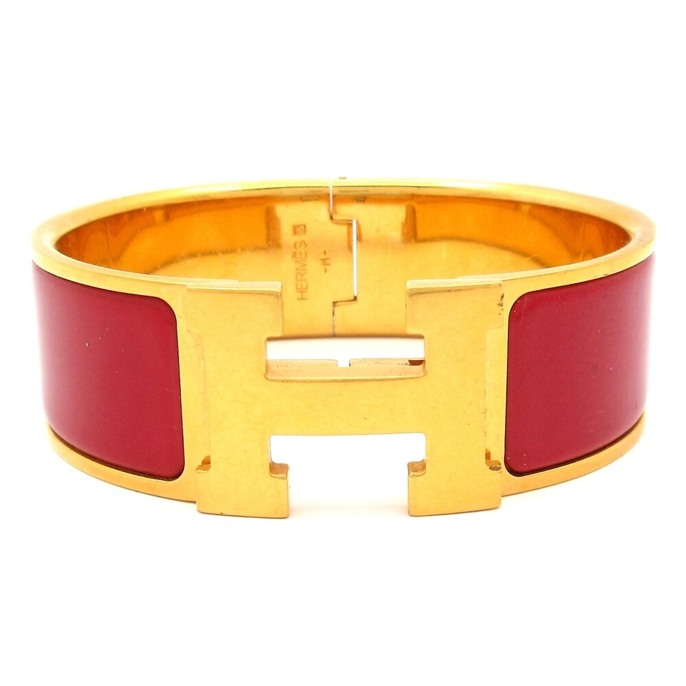 Hermès Clic Clac H Bangle Gold Red Hardware Patent Leather
